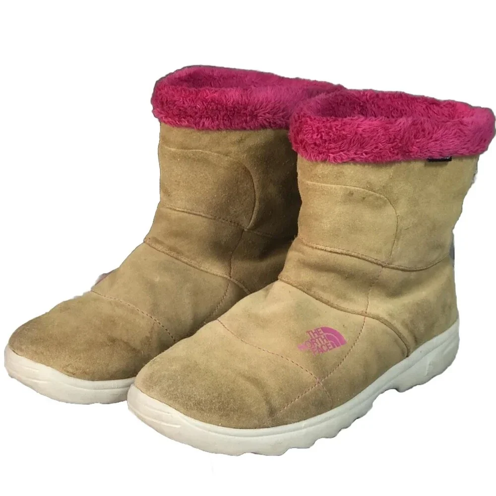 The North Face Girls Suede Waterproof Boots Chestnut Hot Pink Size 5